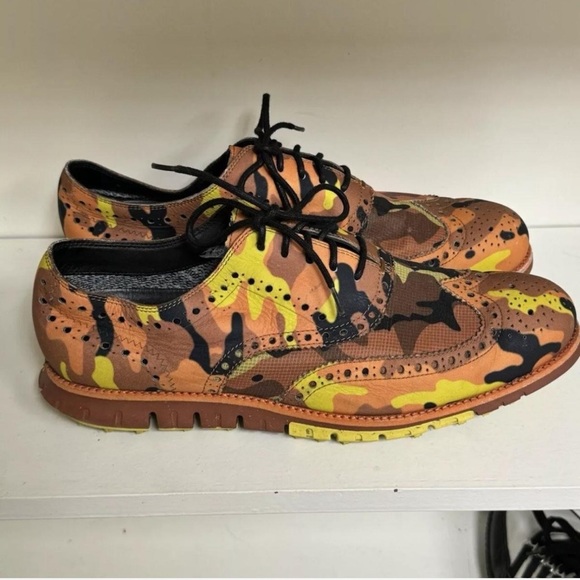Cole Haan Zerogrand Golf Shoes Bill Murray Custom Camo Wingtip Cleats Orange